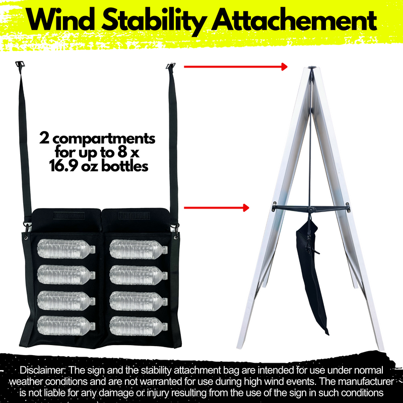 Wind Stable Chalkboard Sidewalk Sign with Stability Attachment - Double-Sided, Magnetic A-Frame for Shops, Restaurants & Business.
