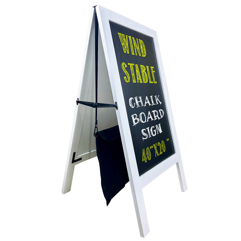 Wind Stable Chalkboard Sidewalk Sign with Stability Attachment - Double-Sided, Magnetic A-Frame for Shops, Restaurants & Business.