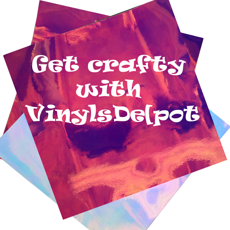 VinylsDepot Holographic Opal Adhesive vinyl sheets. Pack of 5 sheets 12"X12", ideal for criuct vinyl projects, crafts, and decorations. (5 sheets)