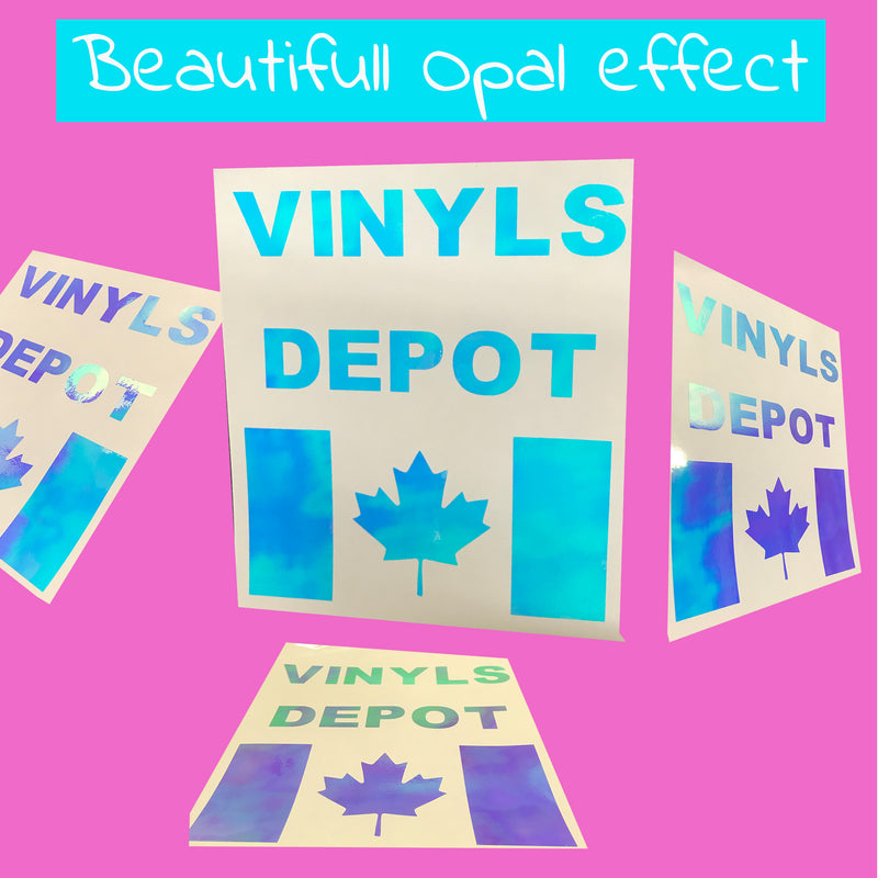 VinylsDepot Holographic Opal Adhesive vinyl sheets. Pack of 5 sheets 12"X12", ideal for criuct vinyl projects, crafts, and decorations. (5 sheets)