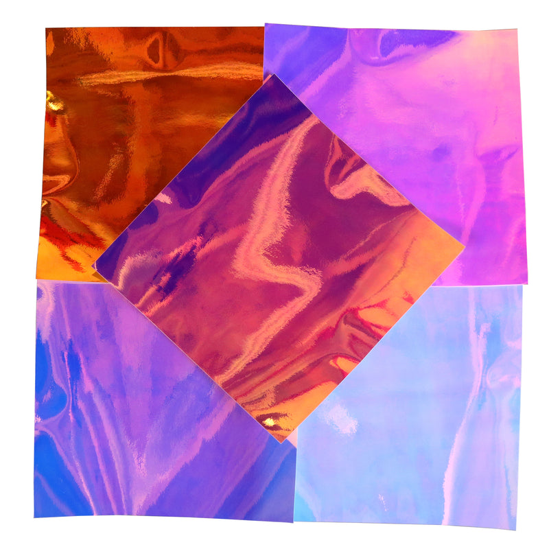 VinylsDepot Holographic Opal Adhesive vinyl sheets. Pack of 5 sheets 12"X12", ideal for criuct vinyl projects, crafts, and decorations. (5 sheets)