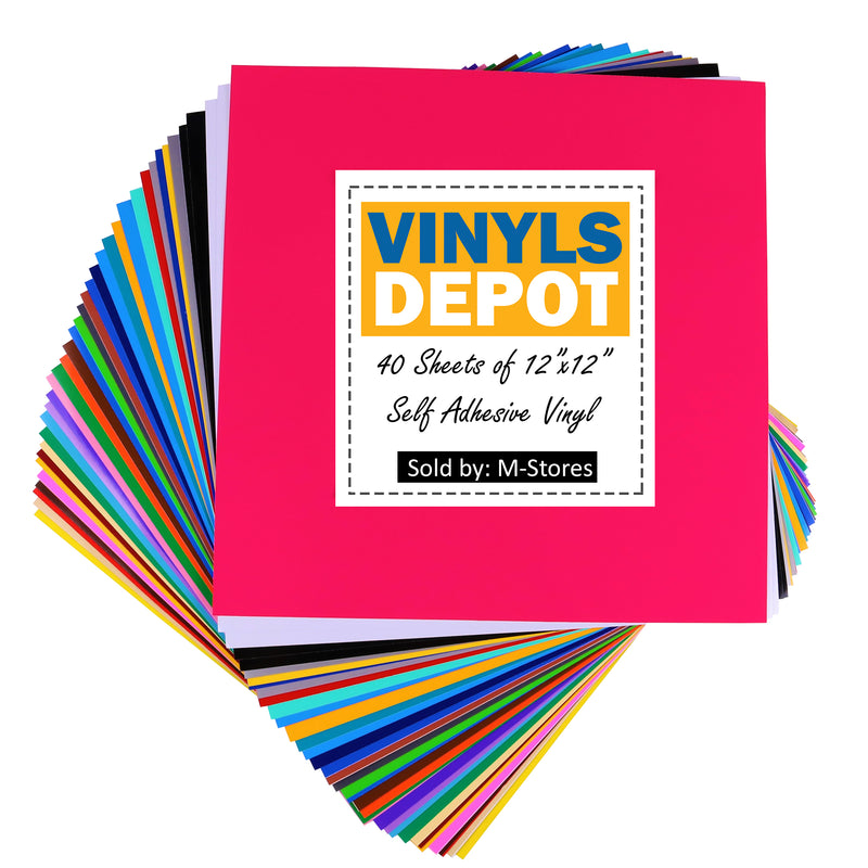 VinylsDepot 12X12 Adhesive Vinyl for Cricut vinyl projects 40 Vinyl Sheets