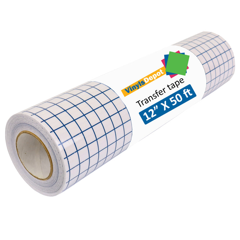 Medium Tack Transfer tape with printed grid and backing liner. (12" X 50 Ft Roll)