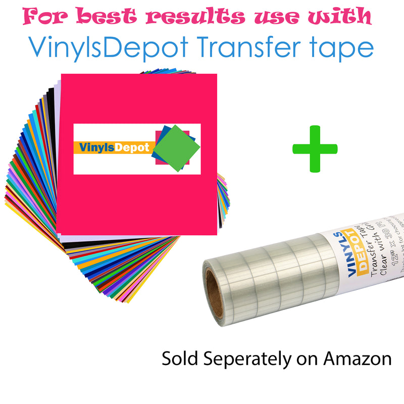 VinylsDepot 12X12 Adhesive Vinyl for Cricut vinyl projects 40 Vinyl Sheets